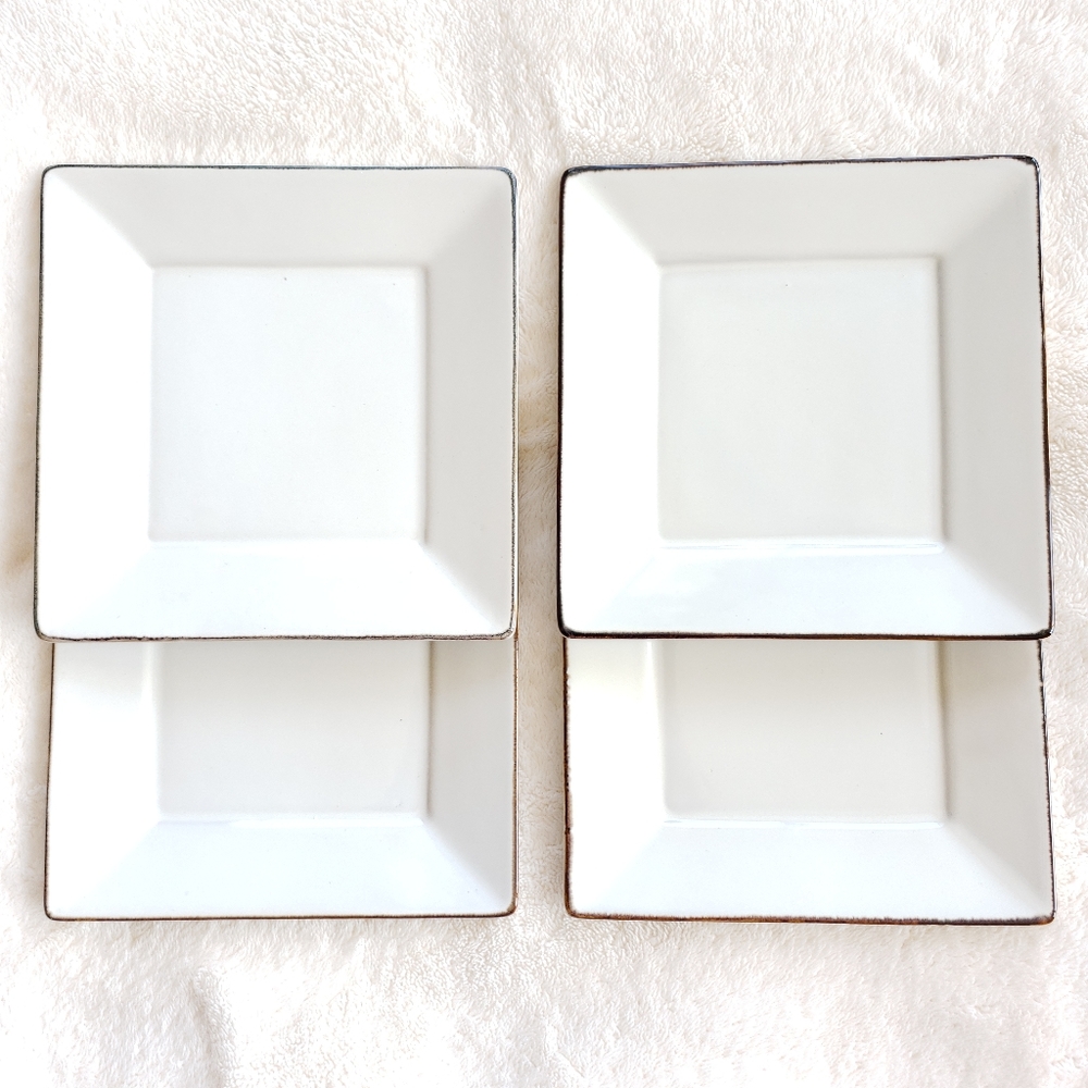 White Stoneware Plates - Set of 4